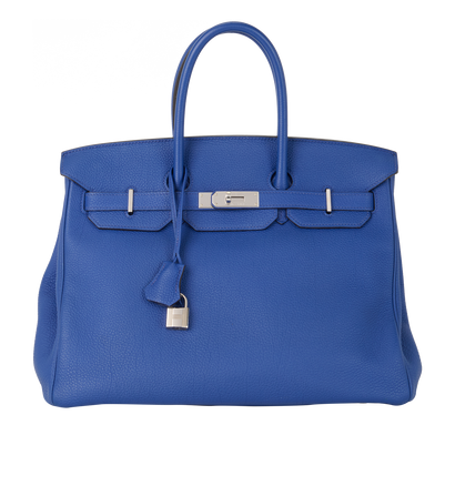 Birkin 35 In Togo Blue Electric, &pound;8,500, Handbags, Blue, Leather, Front view